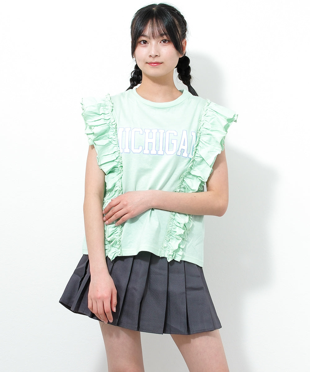 リコ シュクレ RiCO SUCRE カレッジロゴフリルTシャツ