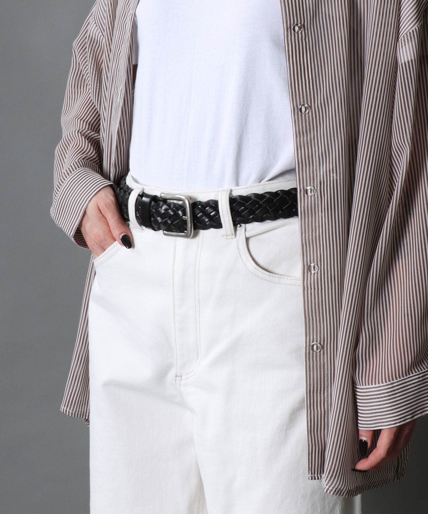 SITRY SITRY 【SITRY】【Levi's】35mm Mesh Leather Belt Leather Men's Women's Belt Braided