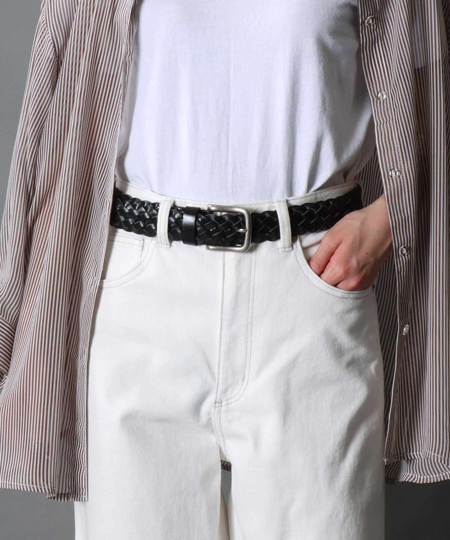 SITRY SITRY 【SITRY】【Levi's】35mm Mesh Leather Belt Leather Men's Women's Belt Braided