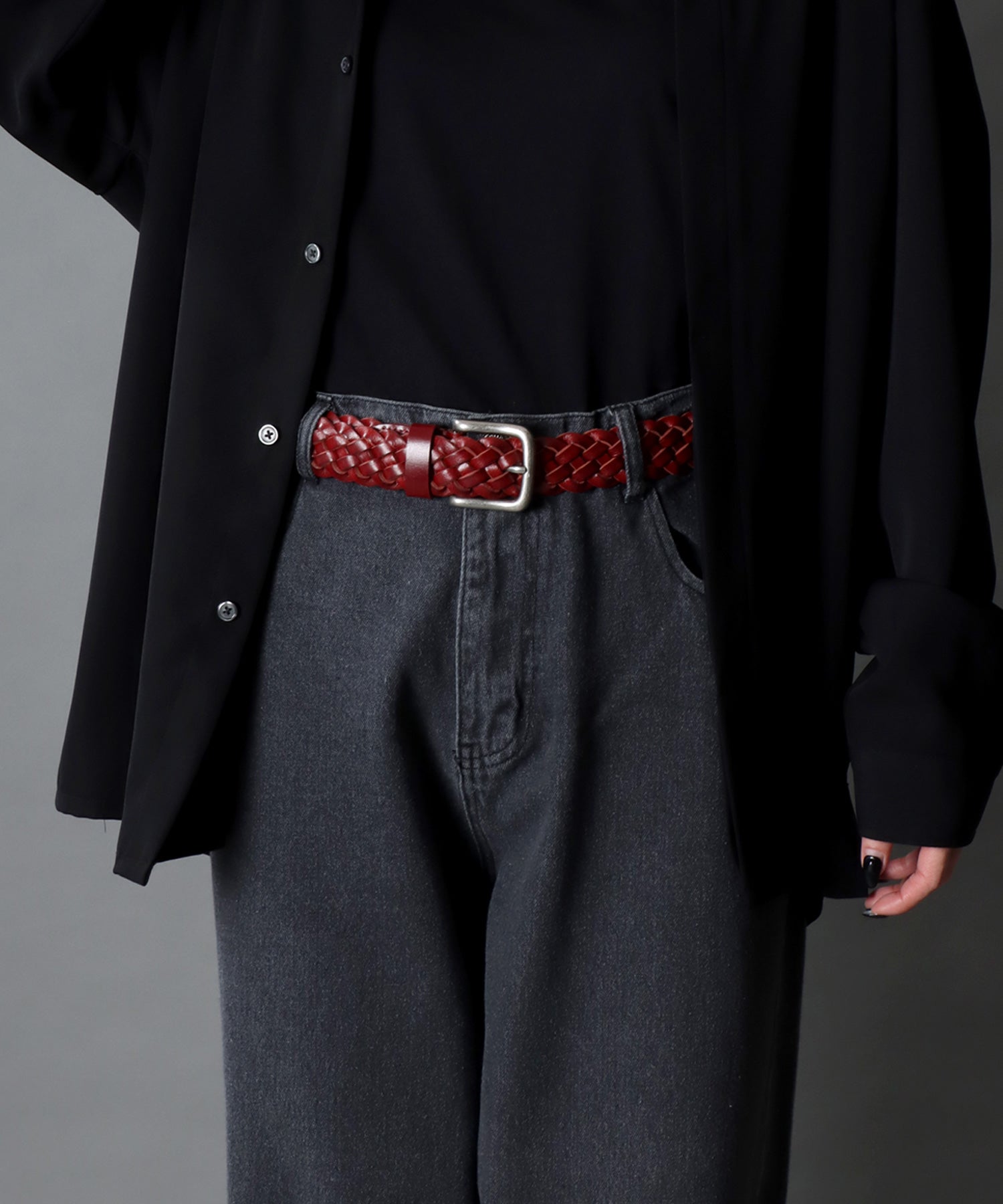 SITRY SITRY 【SITRY】【Levi's】35mm Mesh Leather Belt Leather Men's Women's Belt Braided