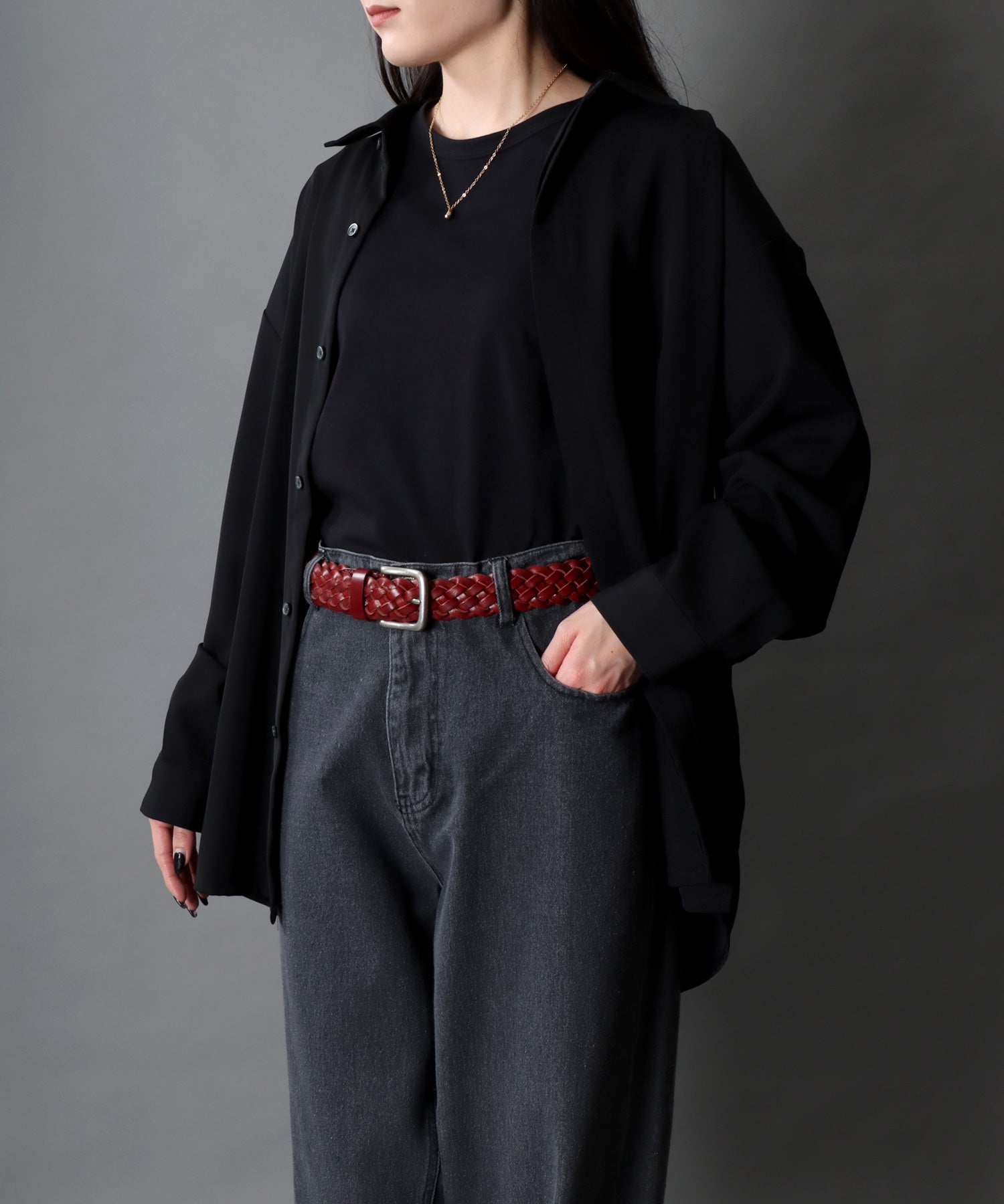 SITRY SITRY 【SITRY】【Levi's】35mm Mesh Leather Belt Leather Men's Women's Belt Braided