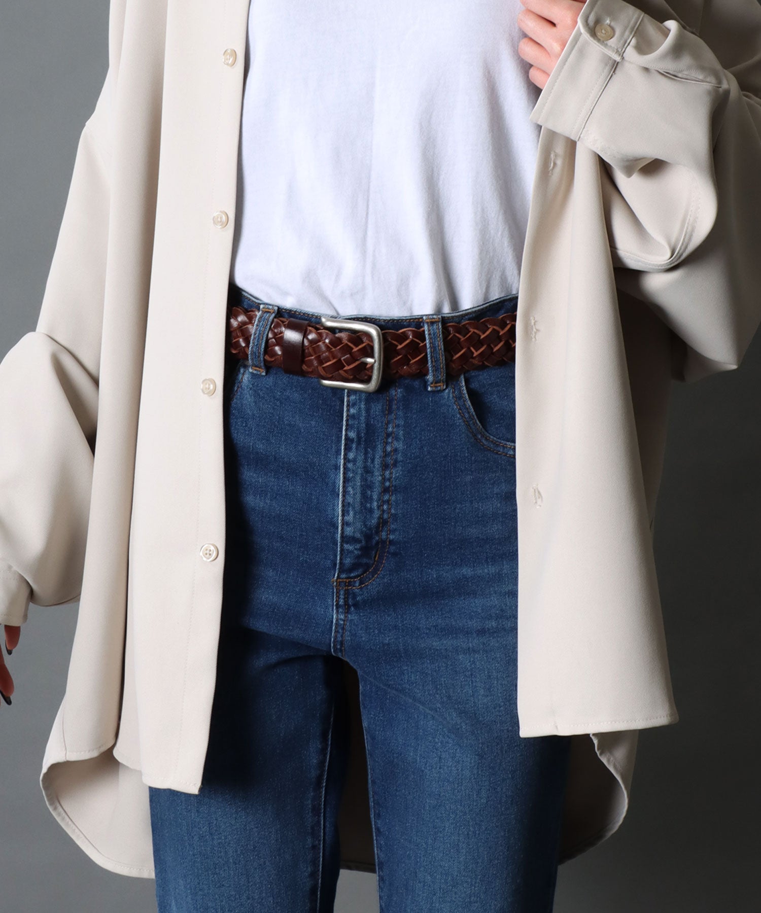 SITRY SITRY 【SITRY】【Levi's】35mm Mesh Leather Belt Leather Men's Women's Belt Braided