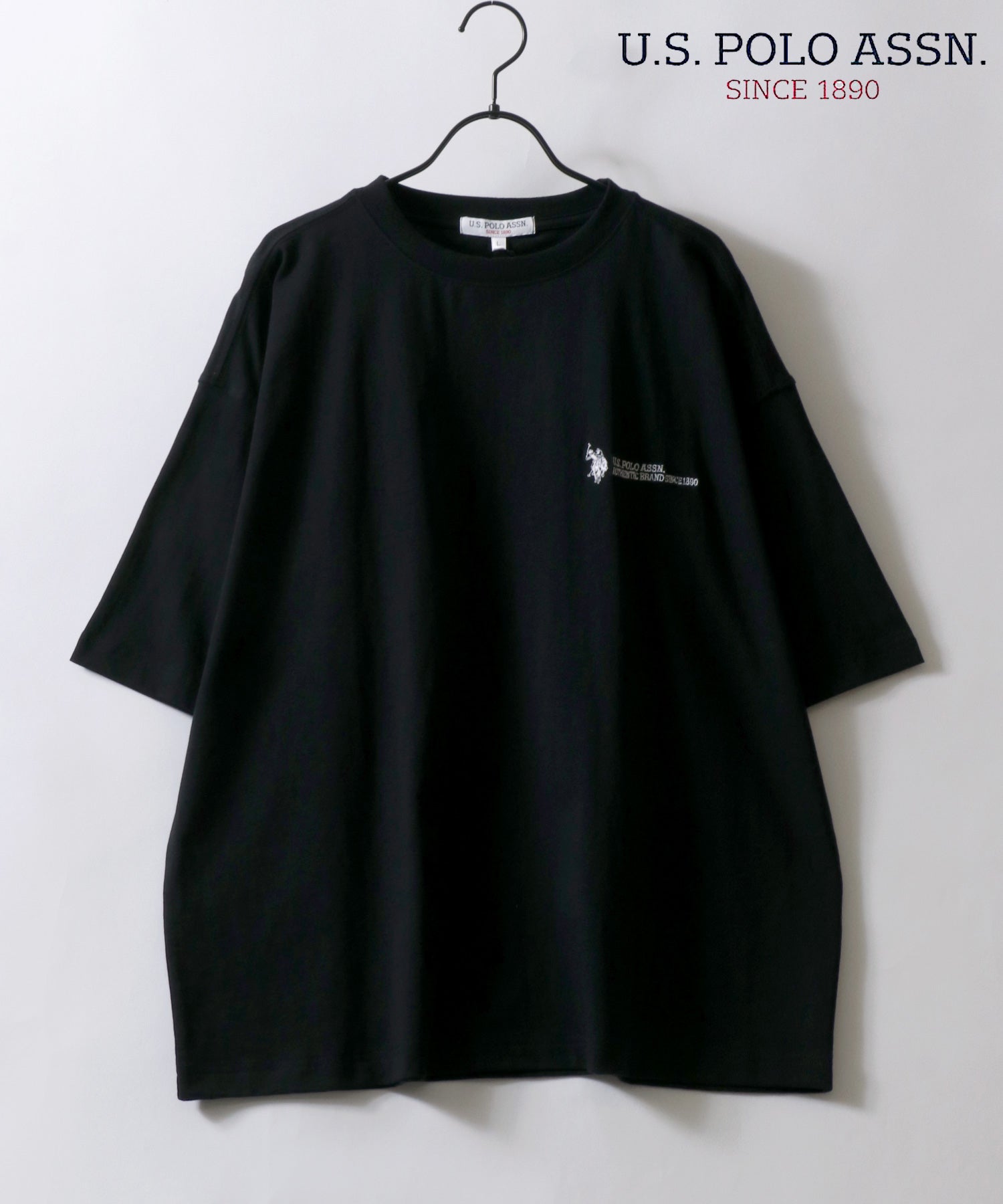 シトリー SITRY U.S. POLO ASSN/ユーエスポロアッスン オーバーサイズ ワンポイント刺繍 半袖Tシャツ レディース メンズ (ブラック) ブラック