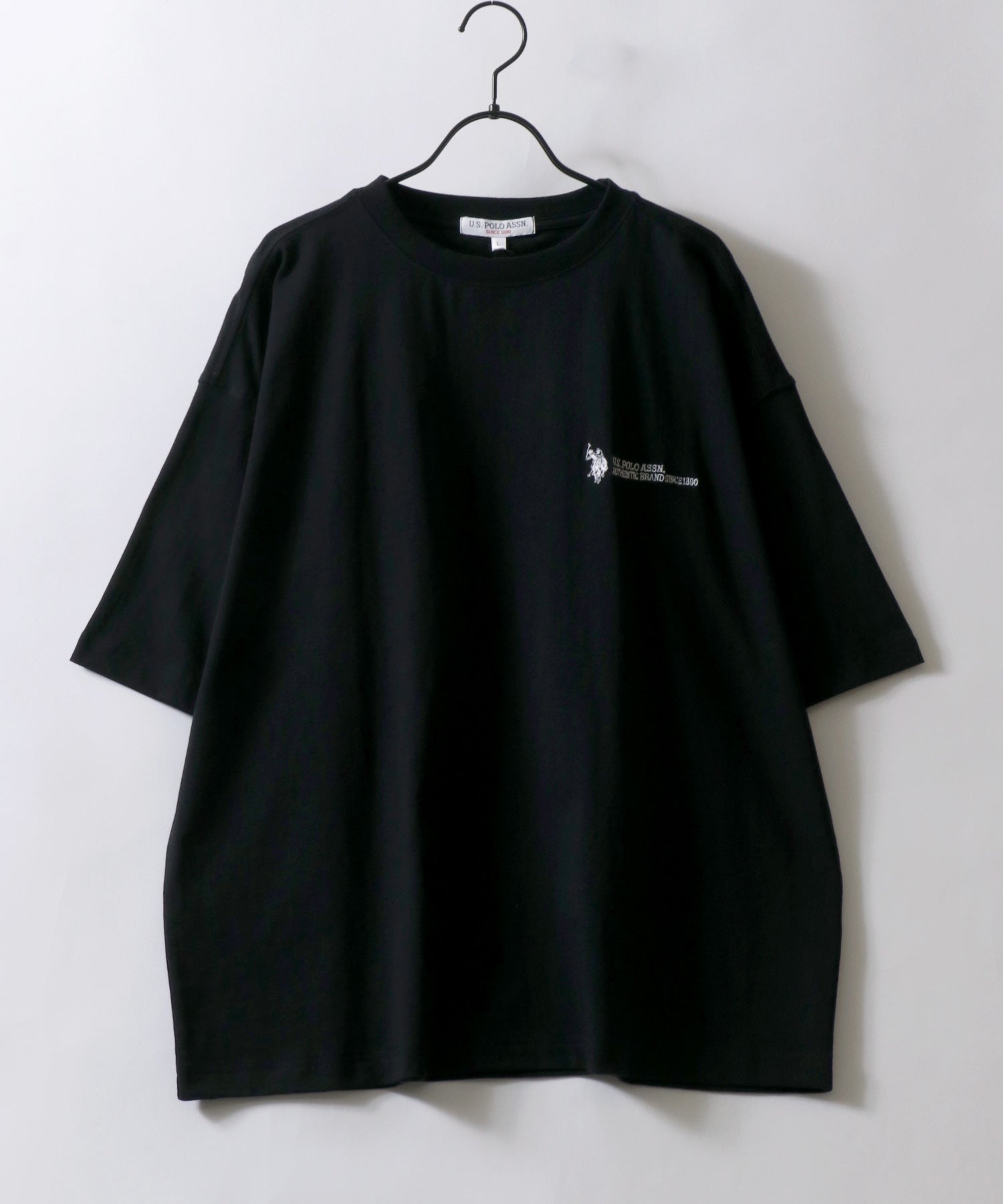 シトリー SITRY U.S. POLO ASSN/ユーエスポロアッスン オーバーサイズ ワンポイント刺繍 半袖Tシャツ レディース メンズ (ブラック) ブラック