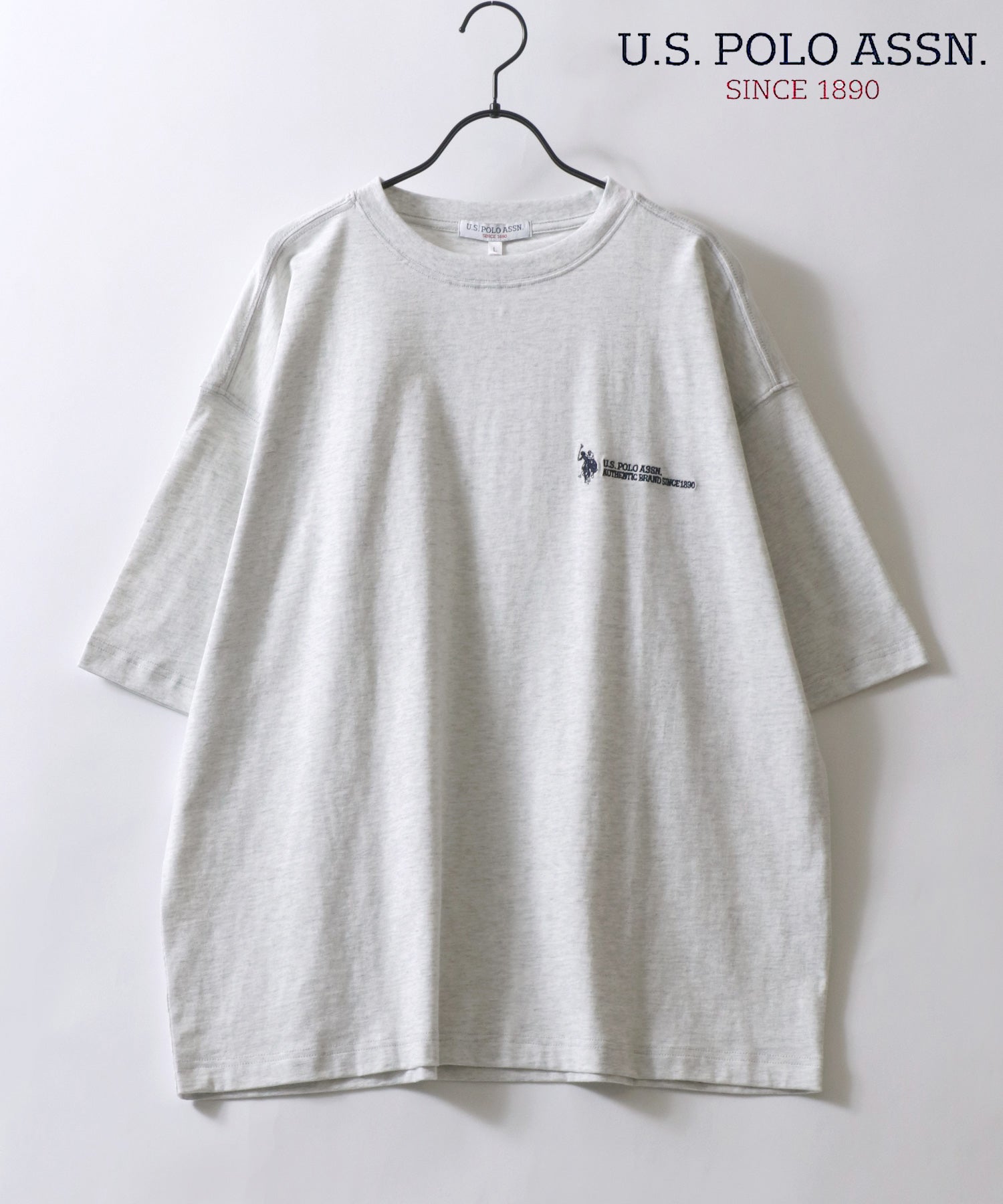 シトリー SITRY U.S. POLO ASSN/ユーエスポロアッスン オーバーサイズ ワンポイント刺繍 半袖Tシャツ レディース メンズ (オートミール) オートミール