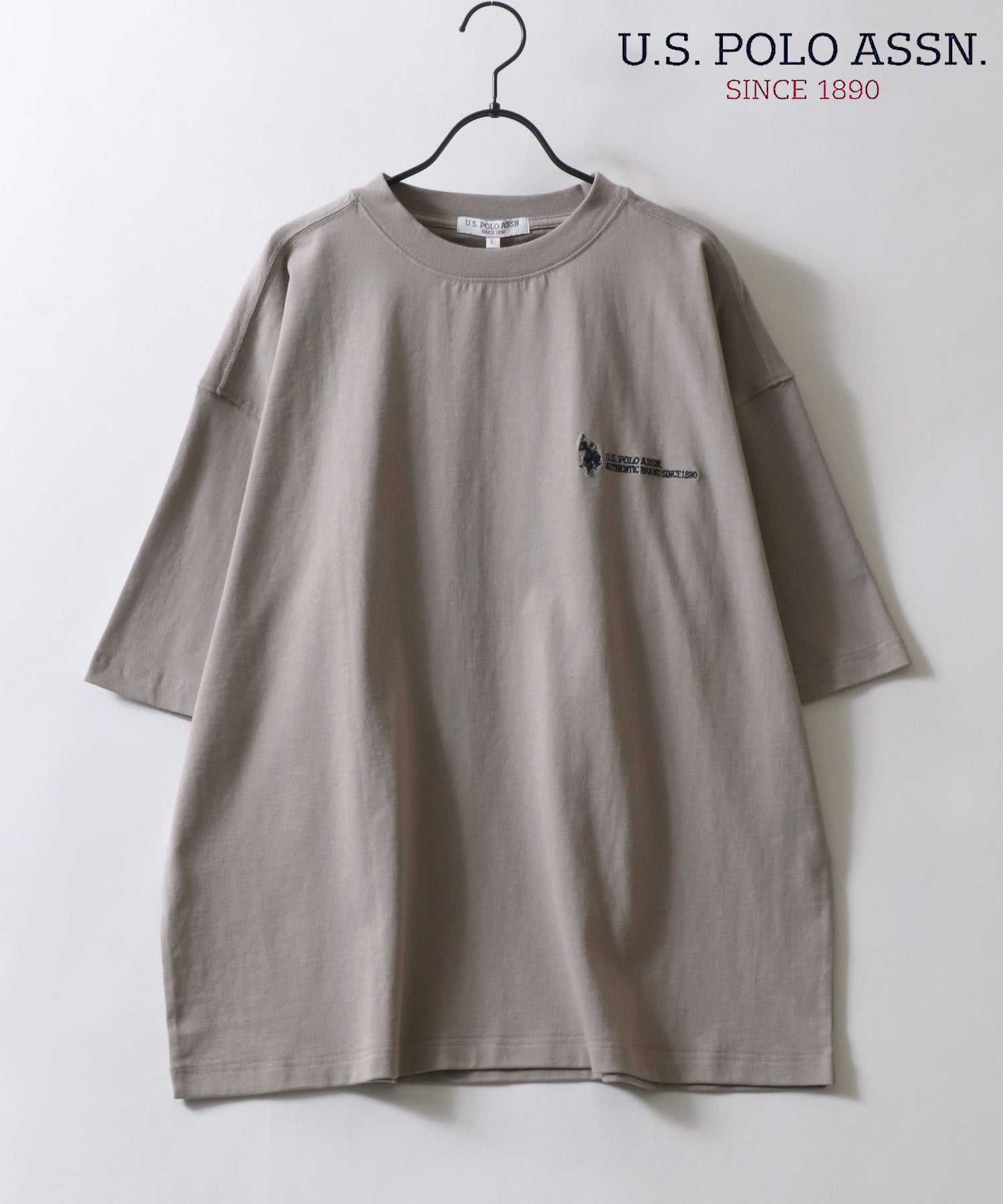 シトリー SITRY U.S. POLO ASSN/ユーエスポロアッスン オーバーサイズ ワンポイント刺繍 半袖Tシャツ レディース メンズ (ベージュ) ベージュ