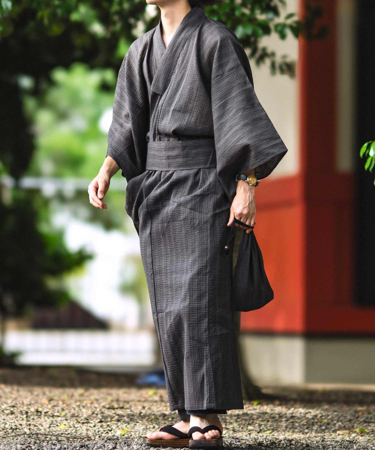 シトリー SITRY 【SITRY】しじら織り 浴衣 4点セット メンズ 紳士 浴衣 祭り 花火 行楽 夏休み,ミディアムグレー