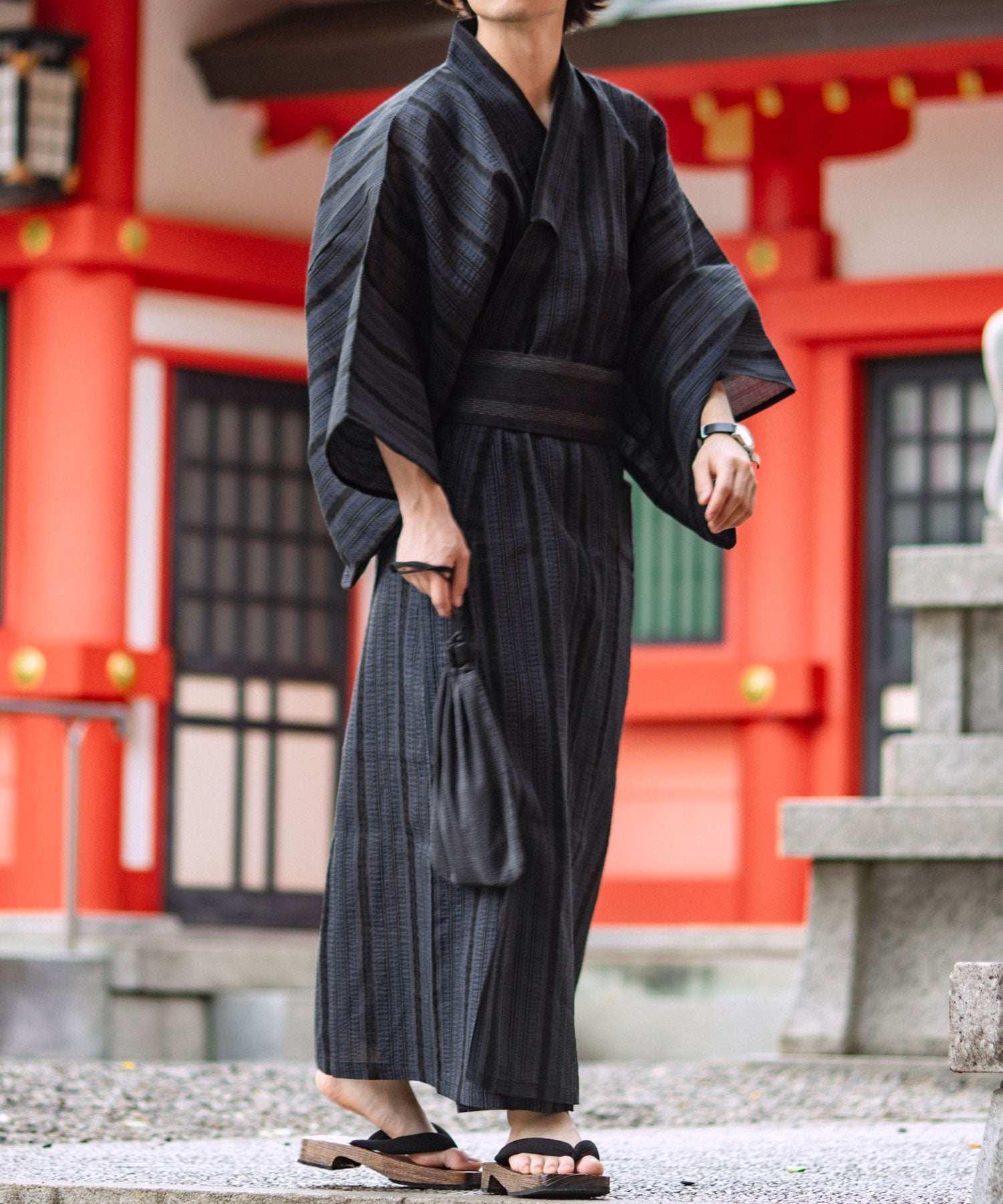 シトリー SITRY 【SITRY】しじら織り 浴衣 4点セット メンズ 紳士 浴衣 祭り 花火 行楽 夏休み,ネイビー