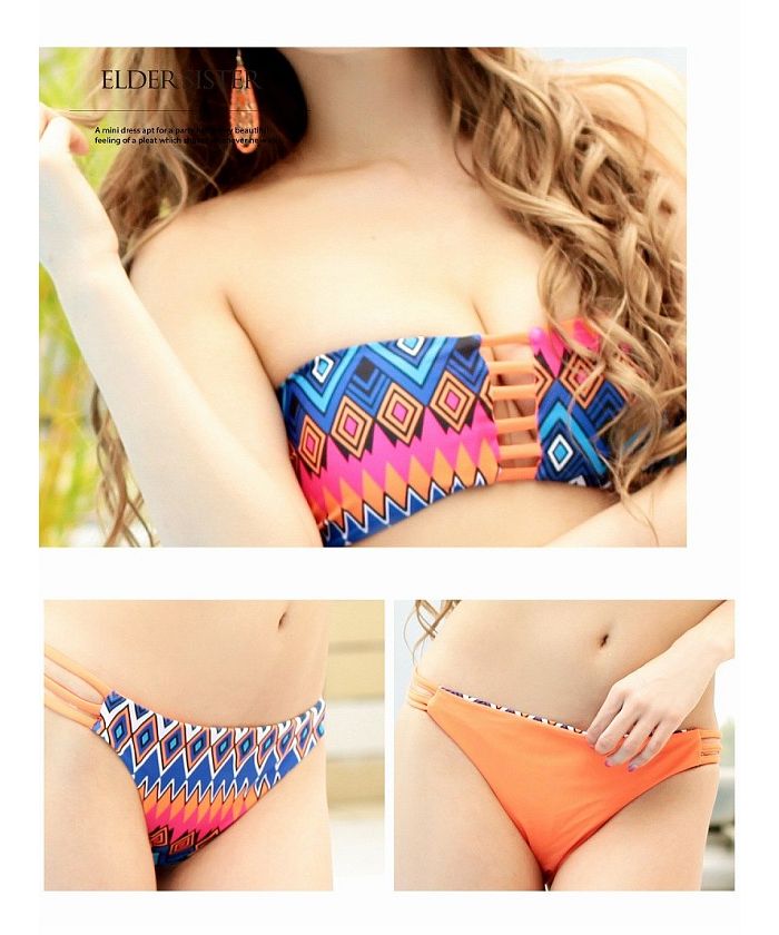 リューユ Rew-You 水着 コード バンドゥビキニ エスニック柄 水着 オレンジ ビキニ ビキニ ブラジリアン リバーシブル ビキニ Ryuyu【返品不可商品】