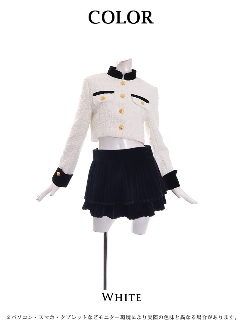 リューユ Rew-You キャバスーツ ツイード ミニ インナーパンツ付き XL 同伴 セットアップ デート お呼ばれ 式スーツ ショート丈 Belsia