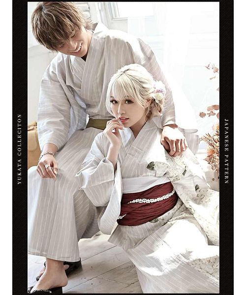 Ryuyu Rew-You Yukata Yukata blue white Stripe Men's Simple Cotton Linen High Quality Elegant with Obi Ryuyu