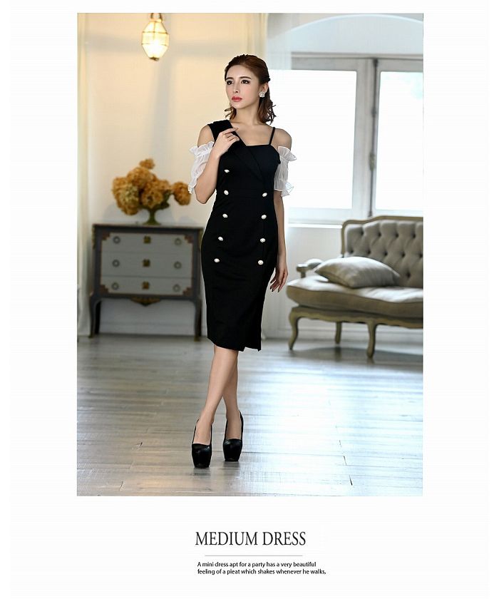 リューユ Rew-You DaysPiece アシンメトリー オープンショルダー キャバドレス レトロ レイヤード風