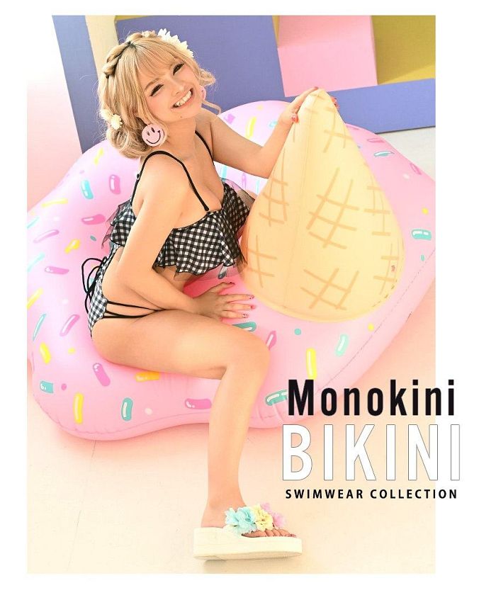 リューユ Rew-You Ryuyu モノキニ ギンガムチェック 水着 フリル ワンピース【返品不可商品】