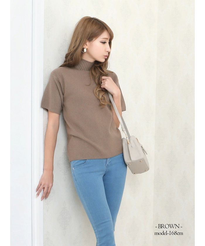 アールベート Rvate ニット 半袖 無地 ハイネック シンプル