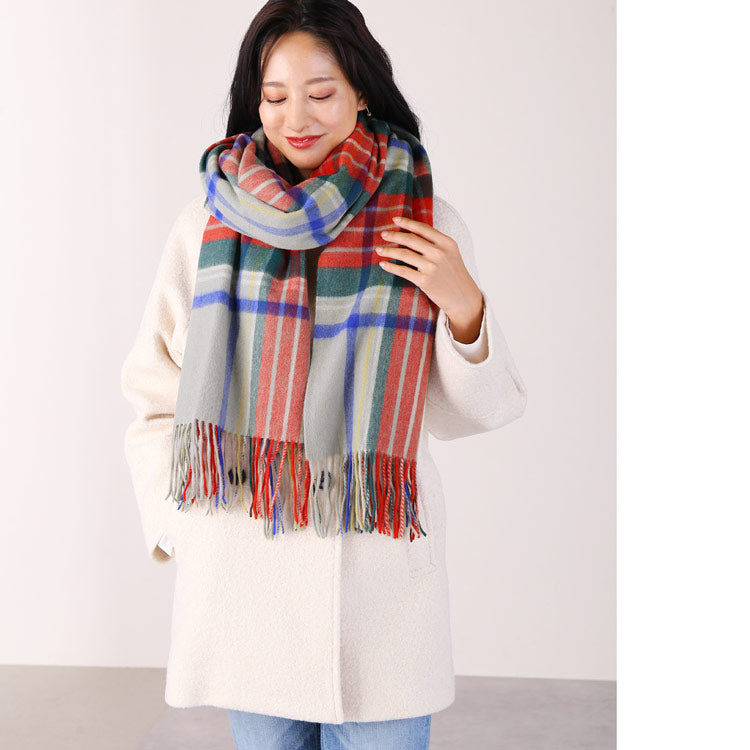 フィローモ Filomo カシミヤ混タータンチェック柄ストール (006ブラック系No.2) 006ブラック系No.2