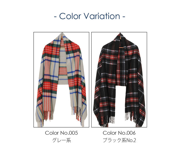 フィローモ Filomo カシミヤ混タータンチェック柄ストール (006ブラック系No.2) 006ブラック系No.2