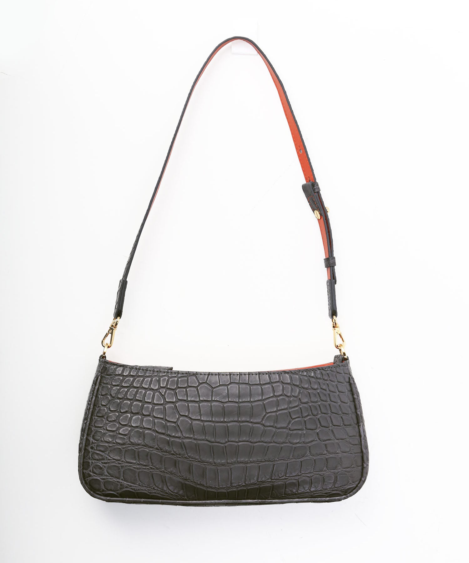 サンキョウショウカイ 三京商会 スモールクロコダイルマット加工ミニショルダーバッグ,グレー×オレンジ