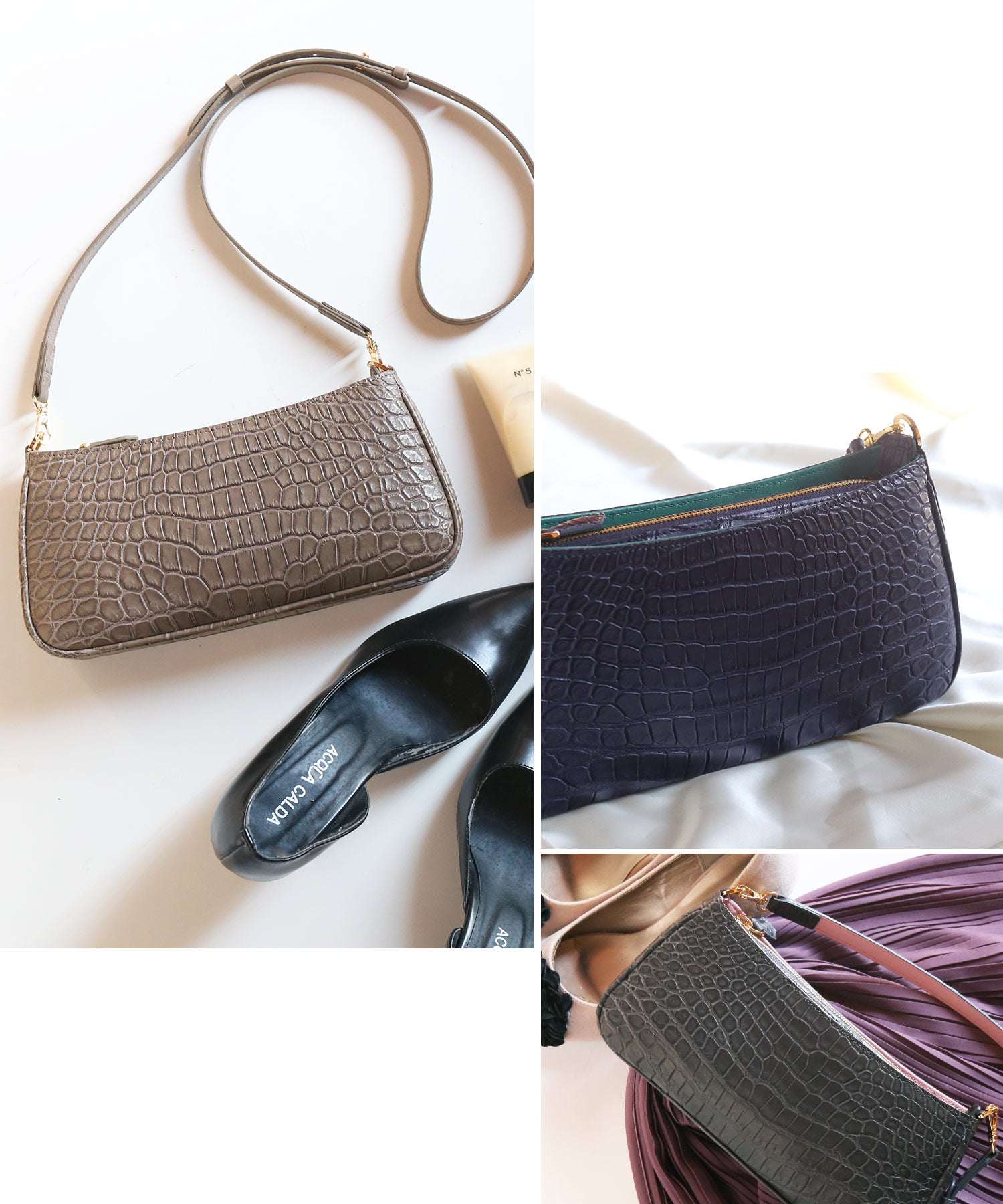 サンキョウショウカイ 三京商会 スモールクロコダイルマット加工ミニショルダーバッグ