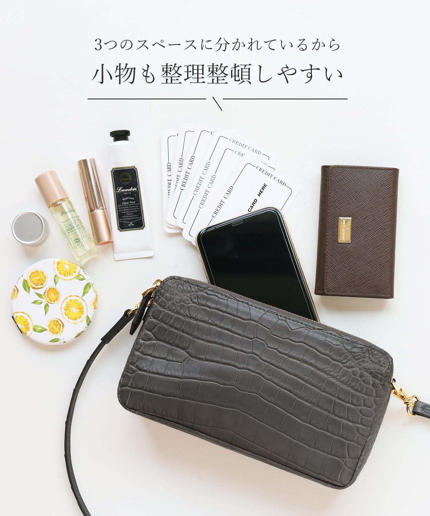 サンキョウショウカイ 三京商会 ナイルクロコダイルマット加工ミニショルダーバッグ