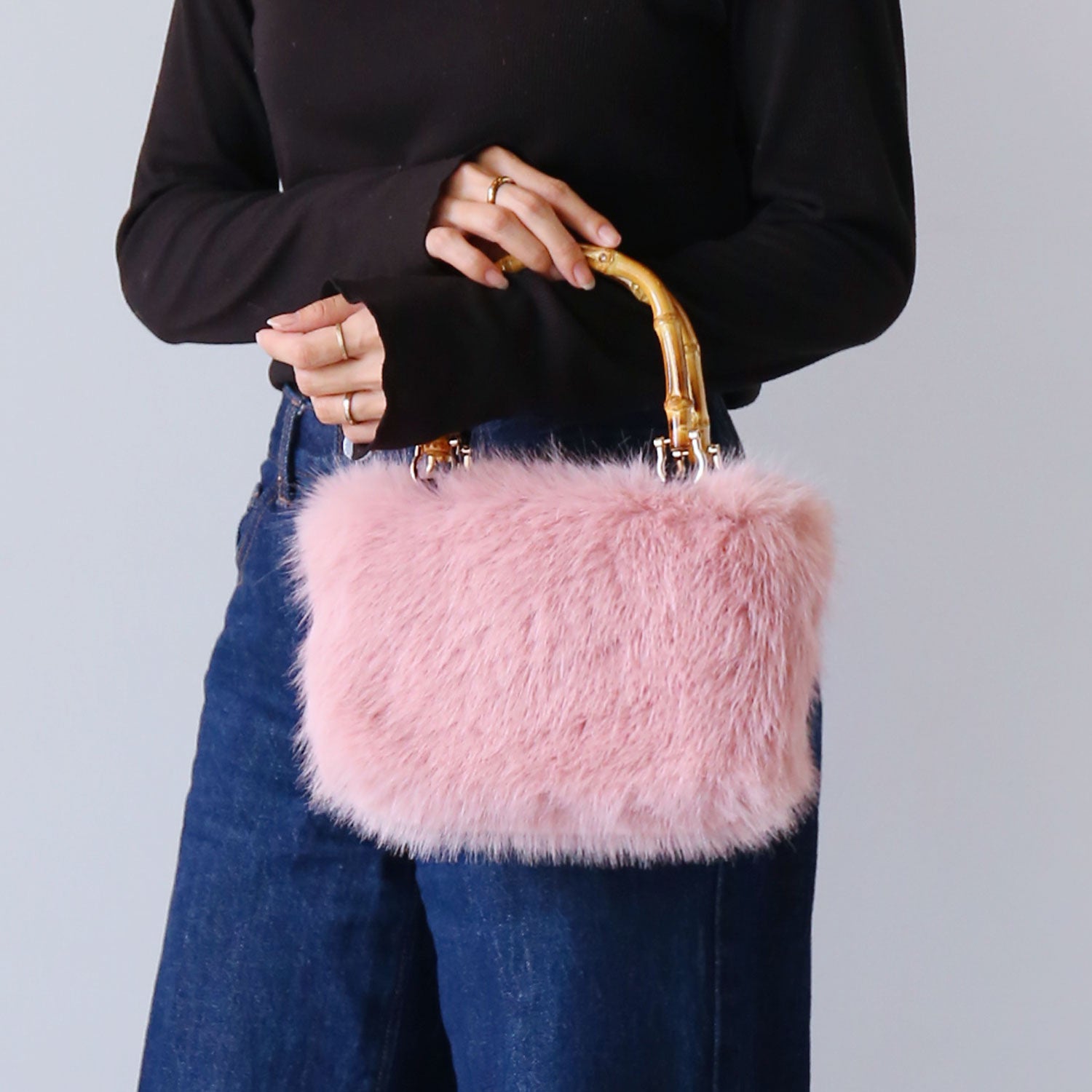 サンキョウショウカイ 三京商会 ファーバッグ バンブーハンドル Sサイズ (レトロピンク) レトロピンク