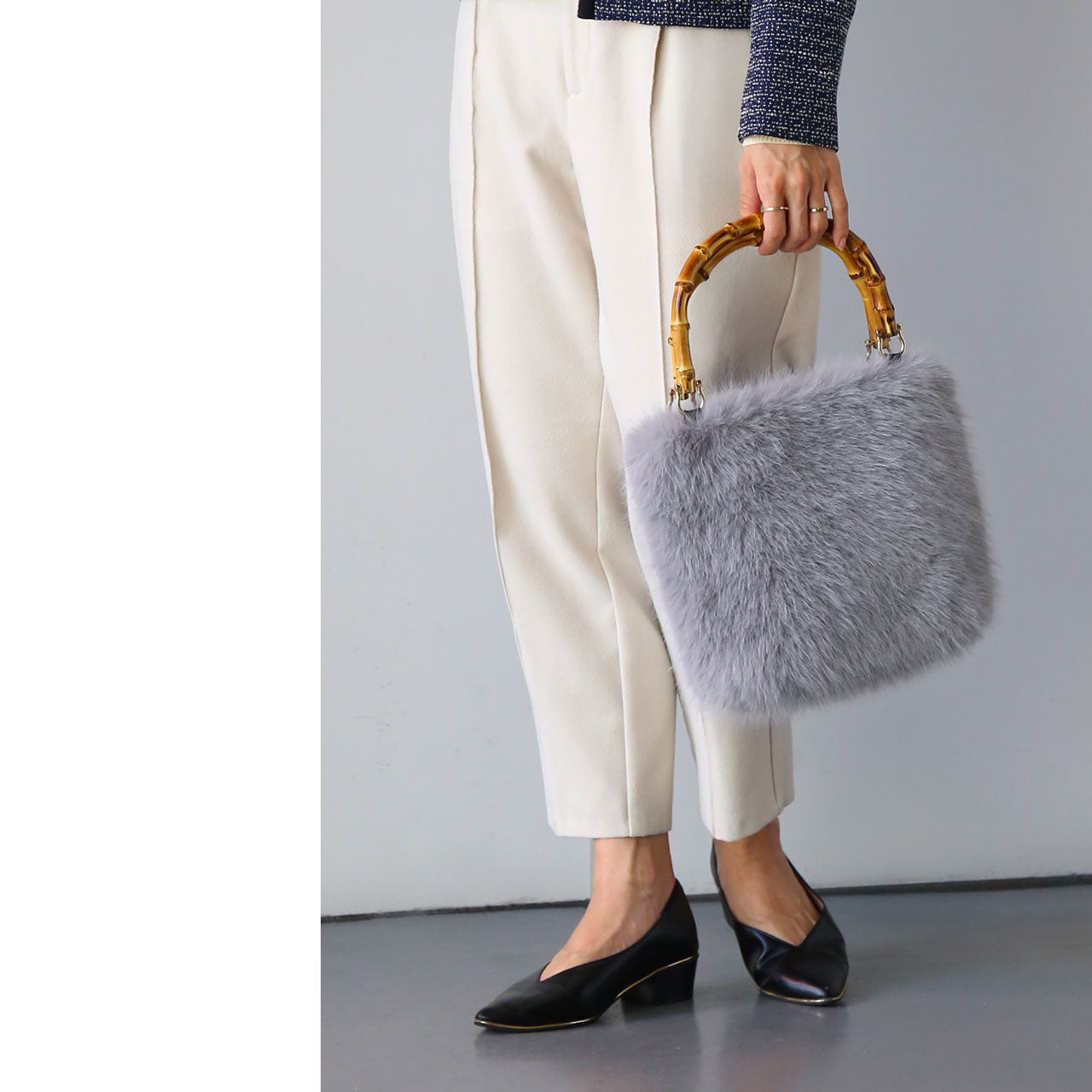 サンキョウショウカイ 三京商会 ファーバッグ バンブーハンドル Mサイズ (レトロピンク) レトロピンク