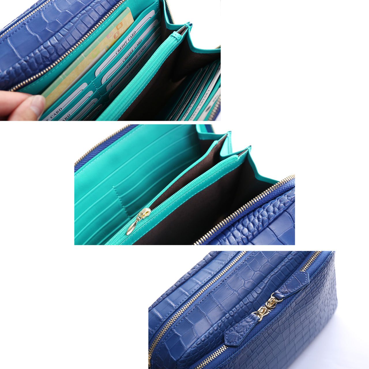 サンキョウショウカイ 三京商会 クロコダイルレザーショルダーバッグ (アイリスブルー) アイリスブルー