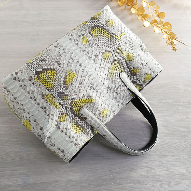 サンキョウショウカイ 三京商会 パイソンレザー トートバッグ 軽量 ヘビ革 (ナチュラルイエロー) ナチュラルイエロー