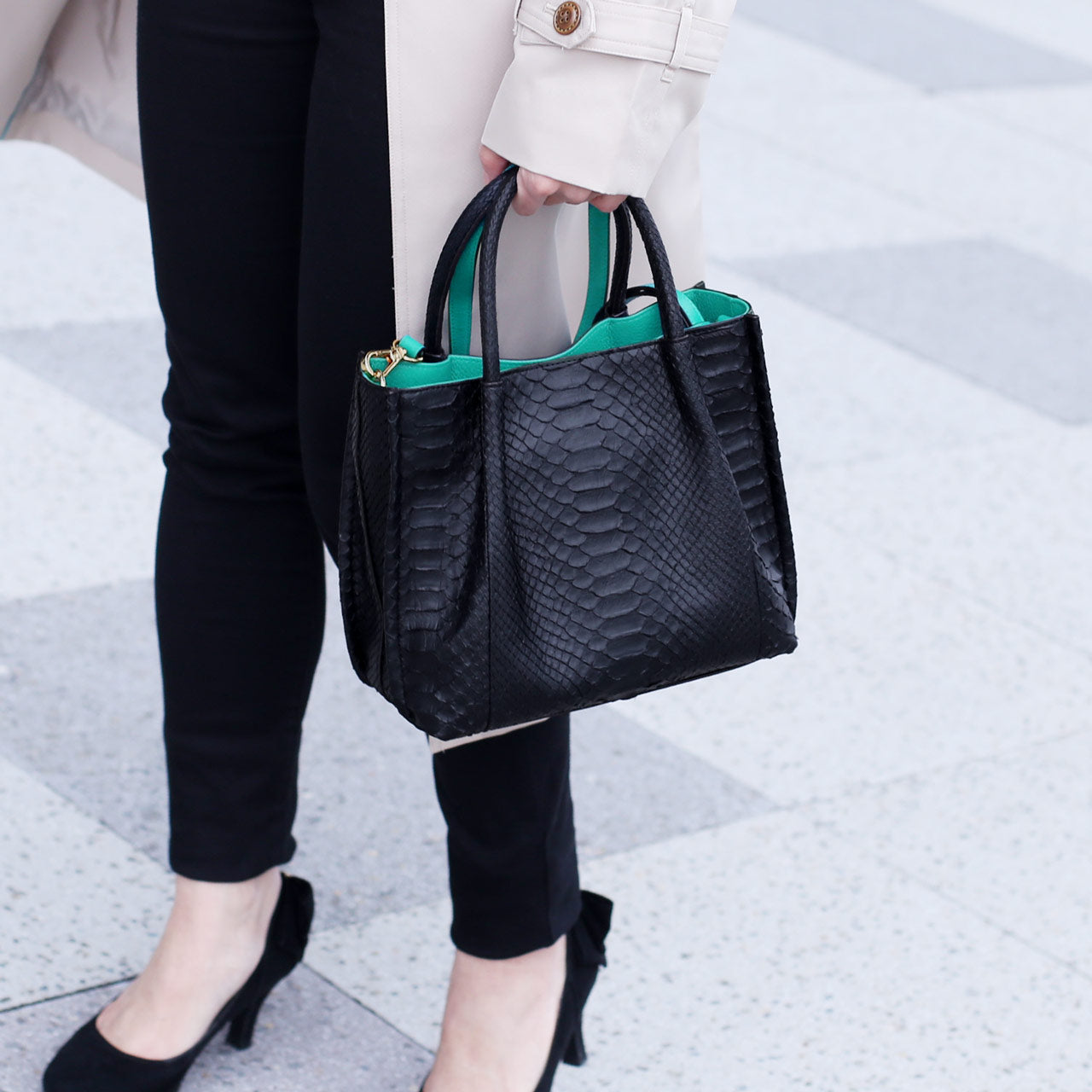 サンキョウショウカイ 三京商会 ダイヤモンドパイソン 2way ハンドバッグ (ナチュラル×ライラック) ナチュラル×ライラック