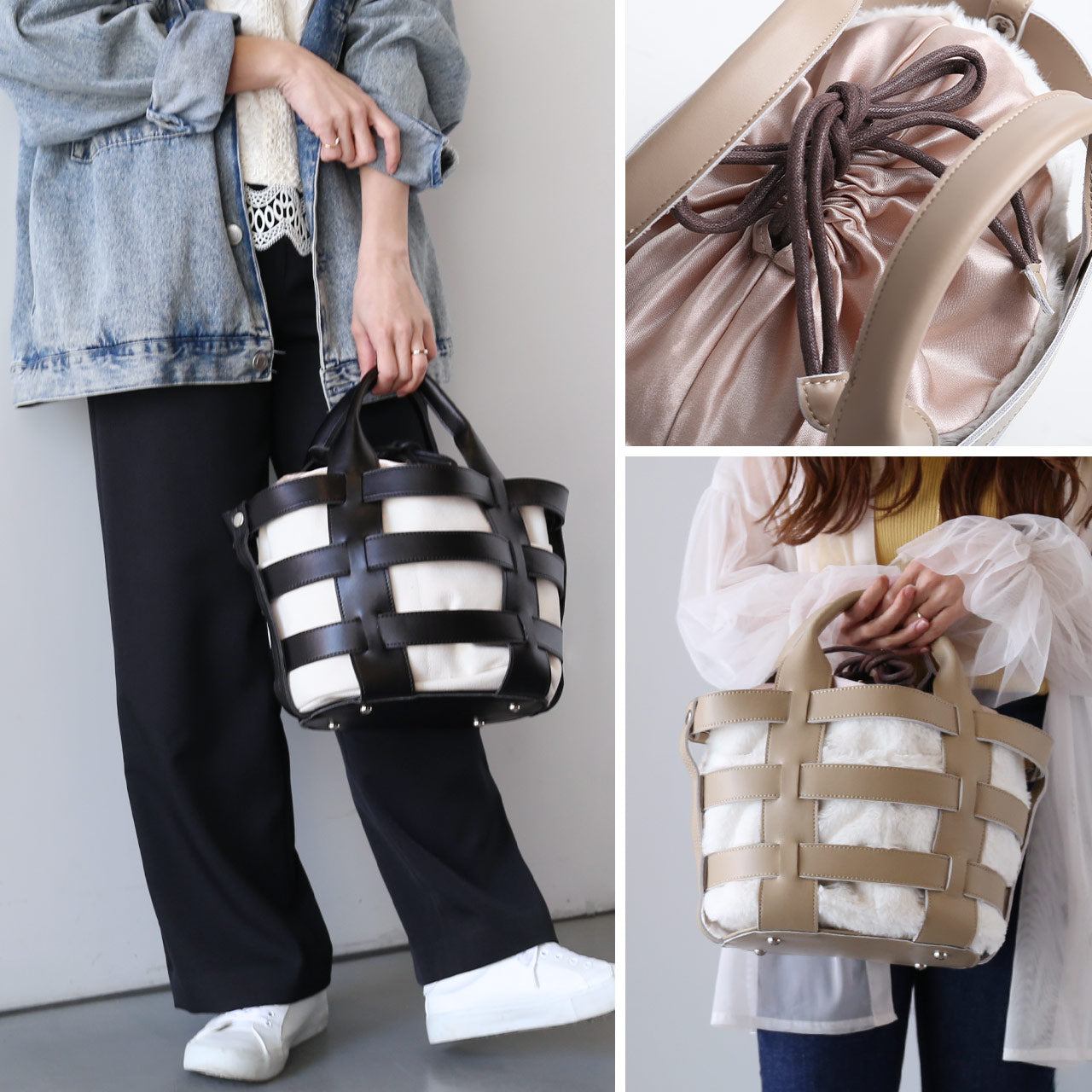 サンキョウショウカイ 三京商会 牛床革 2way かごバッグ (ブラック) ブラック