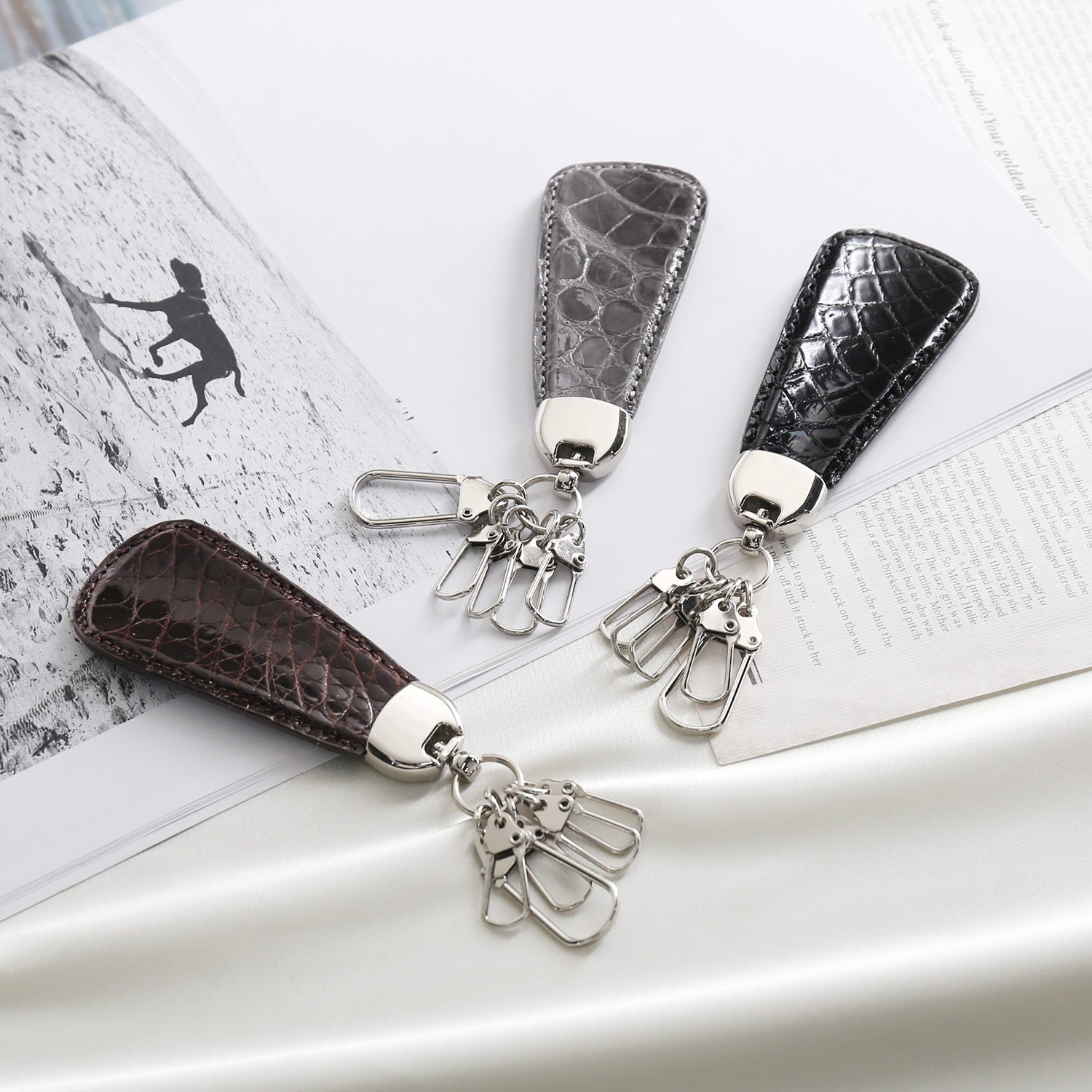 サンキョウショウカイ 三京商会 靴べら キーホルダー クロコダイルレザー (パールホワイト) パールホワイト