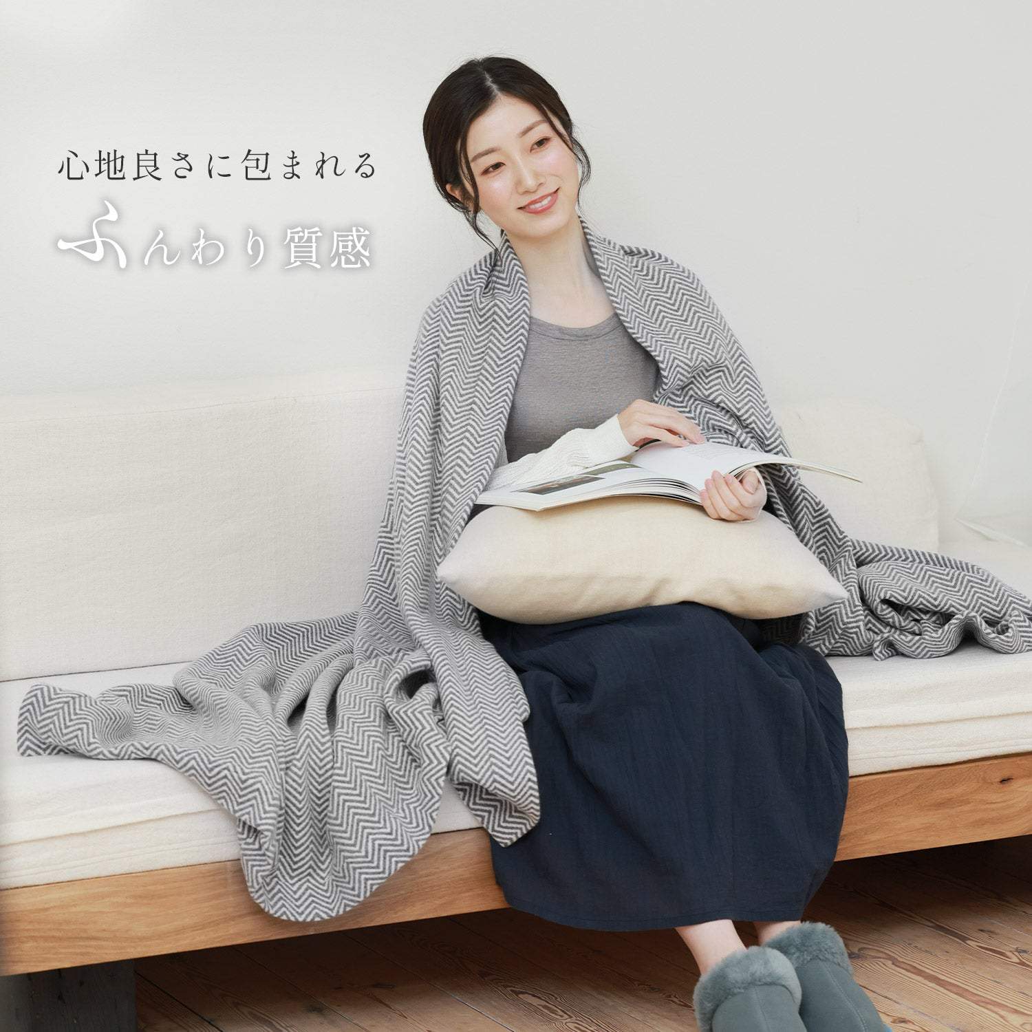 サンキョウショウカイ 三京商会 ブランケット カシミヤ100% 大判 厚手 (グレー) グレー