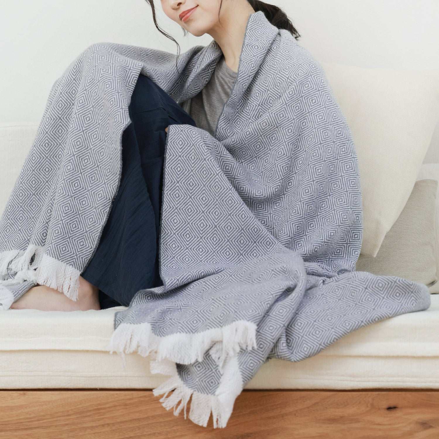 サンキョウショウカイ 三京商会 ブランケット カシミヤ100% 大判 厚手 (ブルーグレー) ブルーグレー