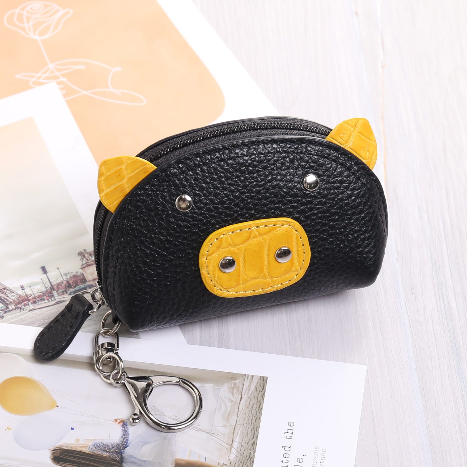 サンキョウショウカイ 三京商会 レザーアニマルポーチ ミニ小銭入れ (ピッグイエロー) ピッグイエロー