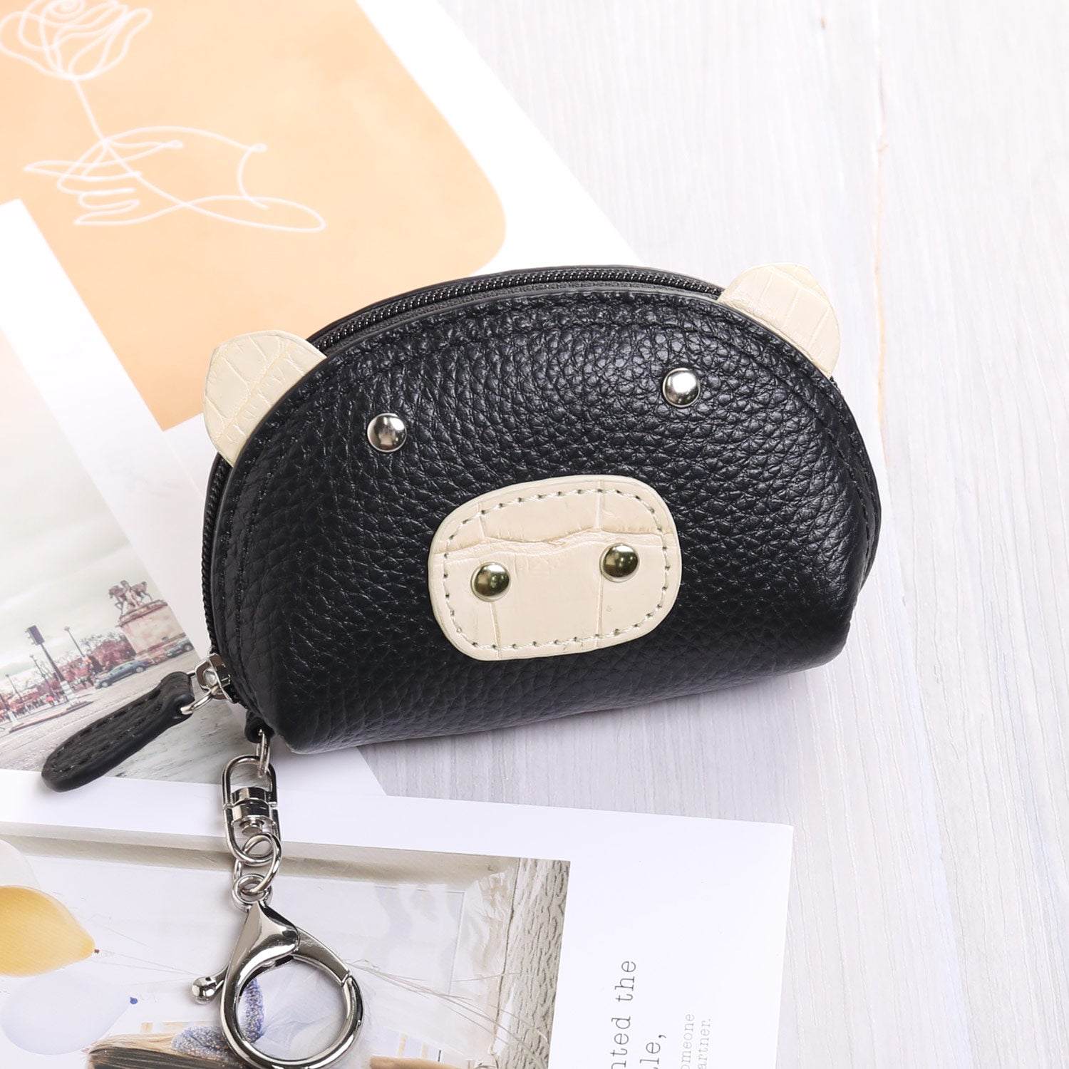 サンキョウショウカイ 三京商会 レザーアニマルポーチ ミニ小銭入れ (ピッグアイボリー) ピッグアイボリー