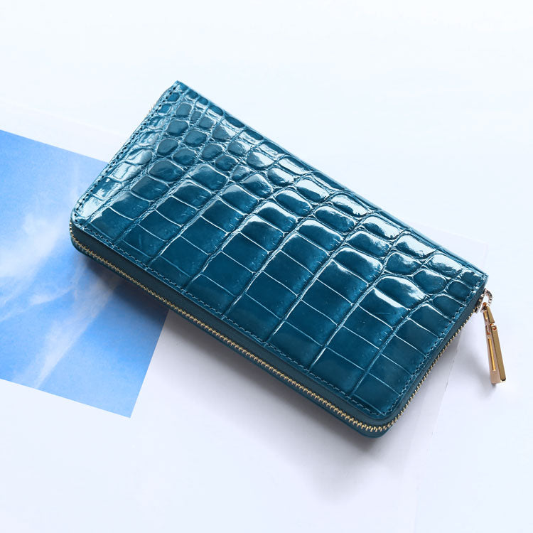 サンキョウショウカイ 三京商会 クロコダイルレザー長財布 (デニムブルー) デニムブルー