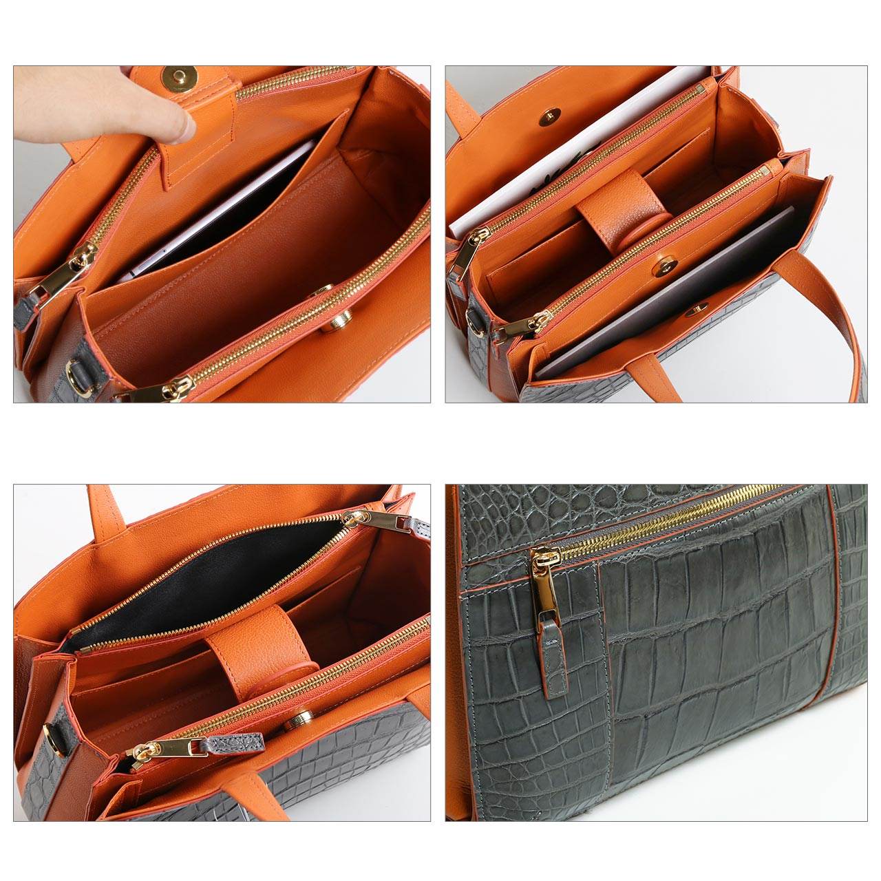 サンキョウショウカイ 三京商会 本革クロコダイルハンドバッグ (ダークターコイズ) ダークターコイズ