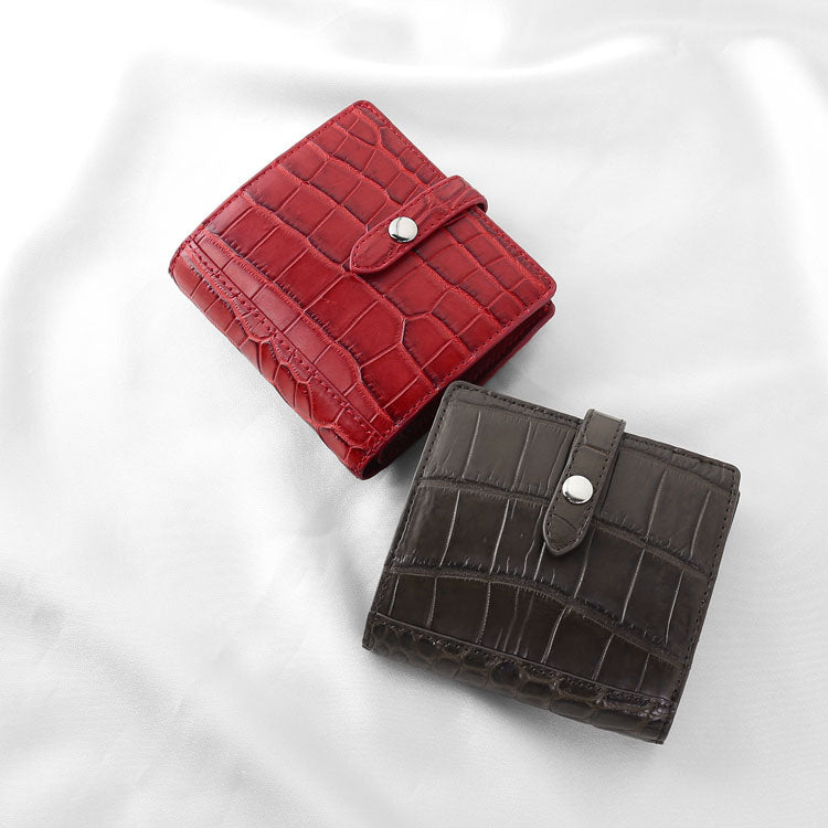 サンキョウショウカイ 三京商会 クロコダイル二つ折り財布ベルト付き (ブラック) ブラック