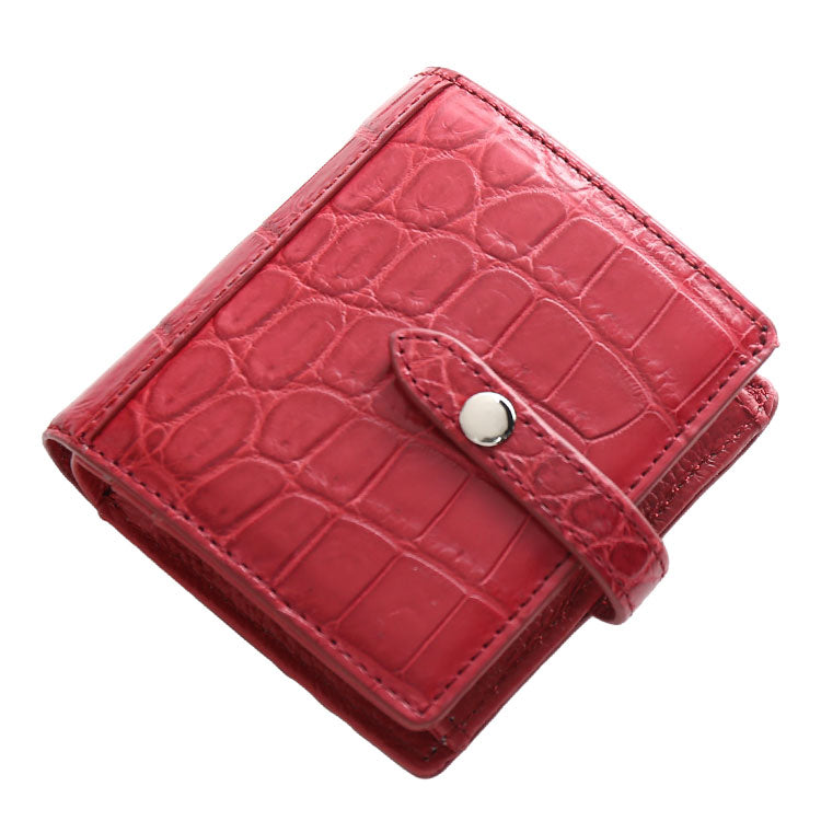 サンキョウショウカイ 三京商会 クロコダイル二つ折り財布ベルト付き (ルビー) ルビー