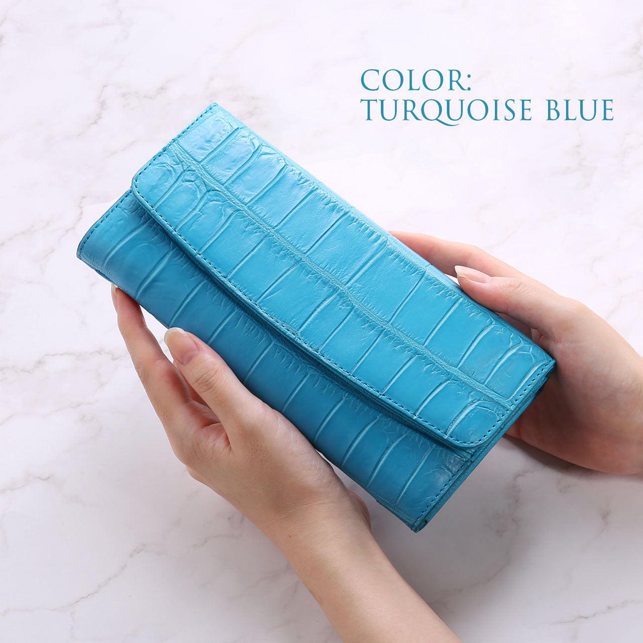 サンキョウショウカイ 三京商会 クロコダイル 長財布 財布 (ターコイズブルー) ターコイズブルー