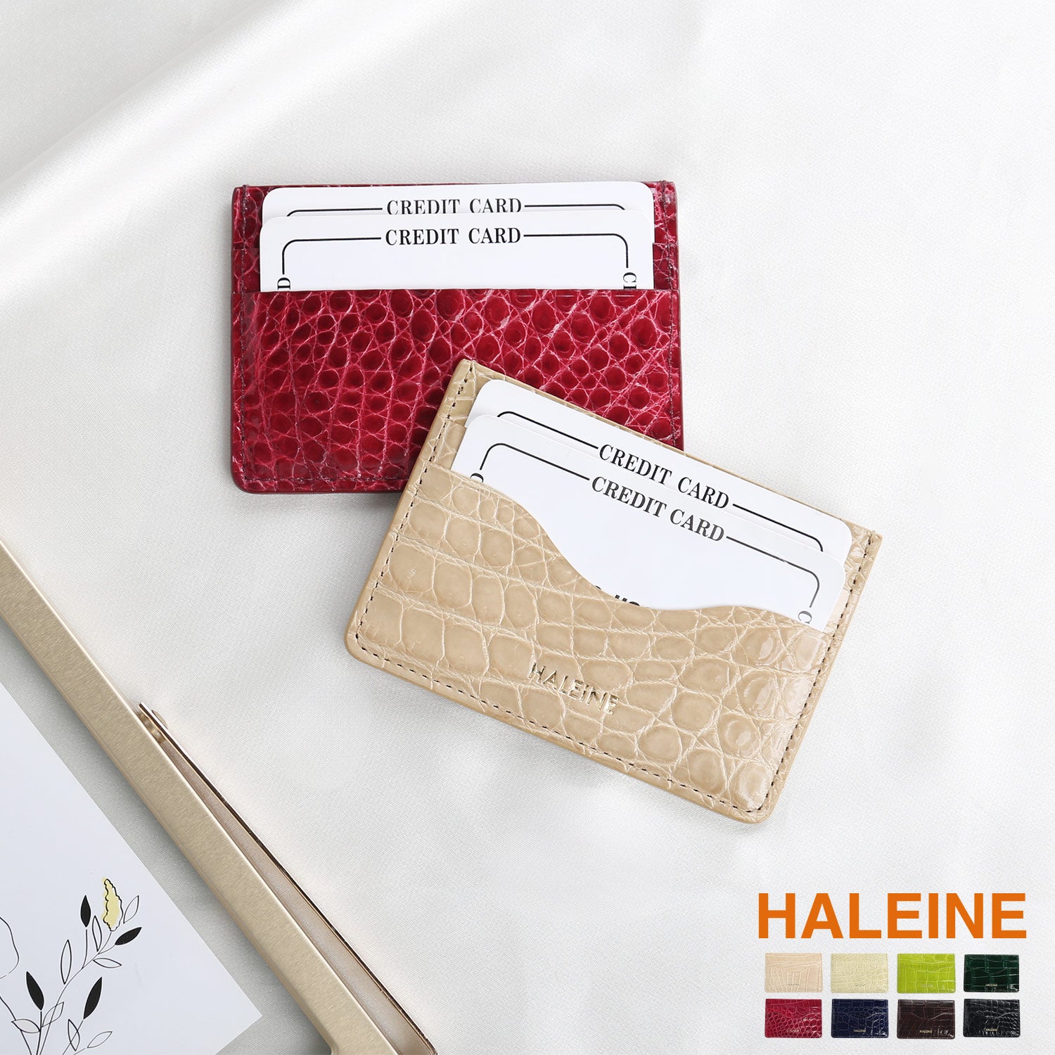 サンキョウショウカイ 三京商会 カードケース 薄型 本革クロコダイルレザー (ライム) ライム