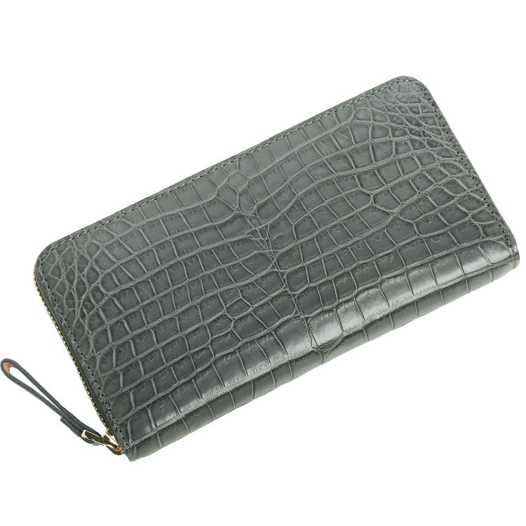サンキョウショウカイ 三京商会 クロコダイルレザー 長財布 マット加工 一枚革 (グレー) グレー