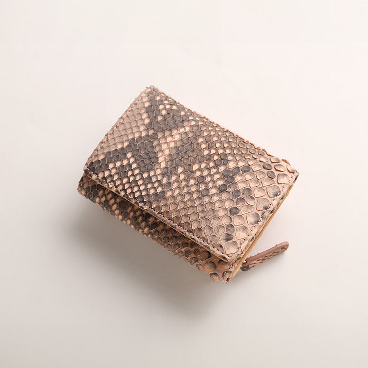 サンキョウショウカイ 三京商会 パイソンレザーミニ折財布 (サイドピンク) サイドピンク