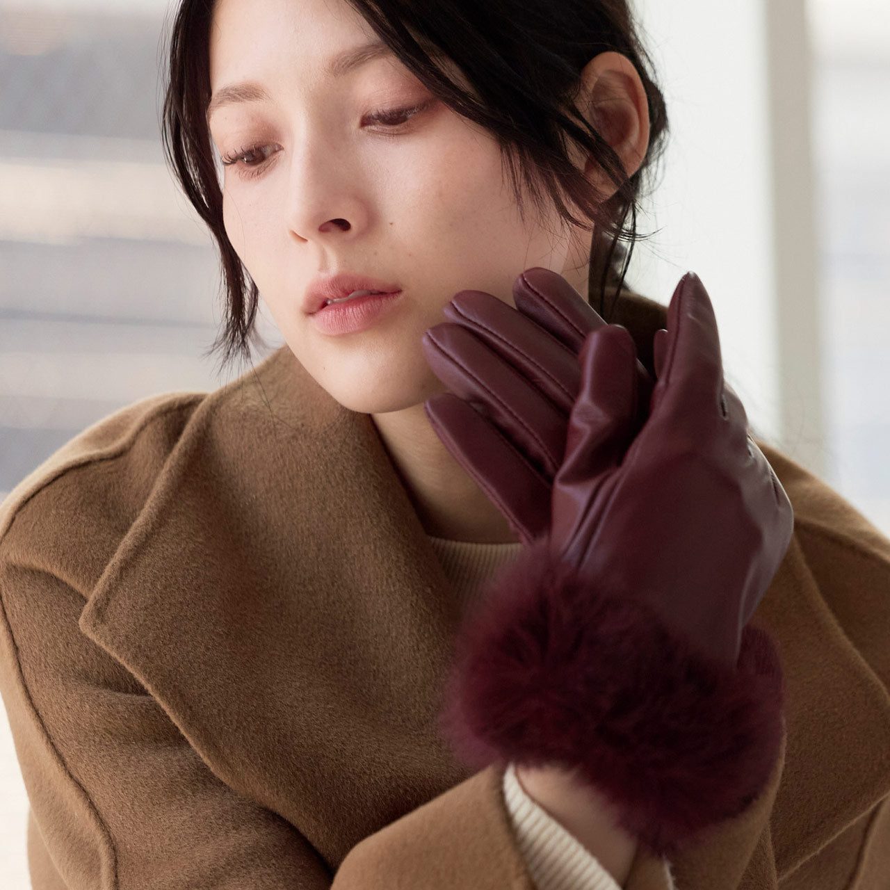 サンキョウショウカイ 三京商会 ラムレザースマホ手袋 (ボルドー) ボルドー