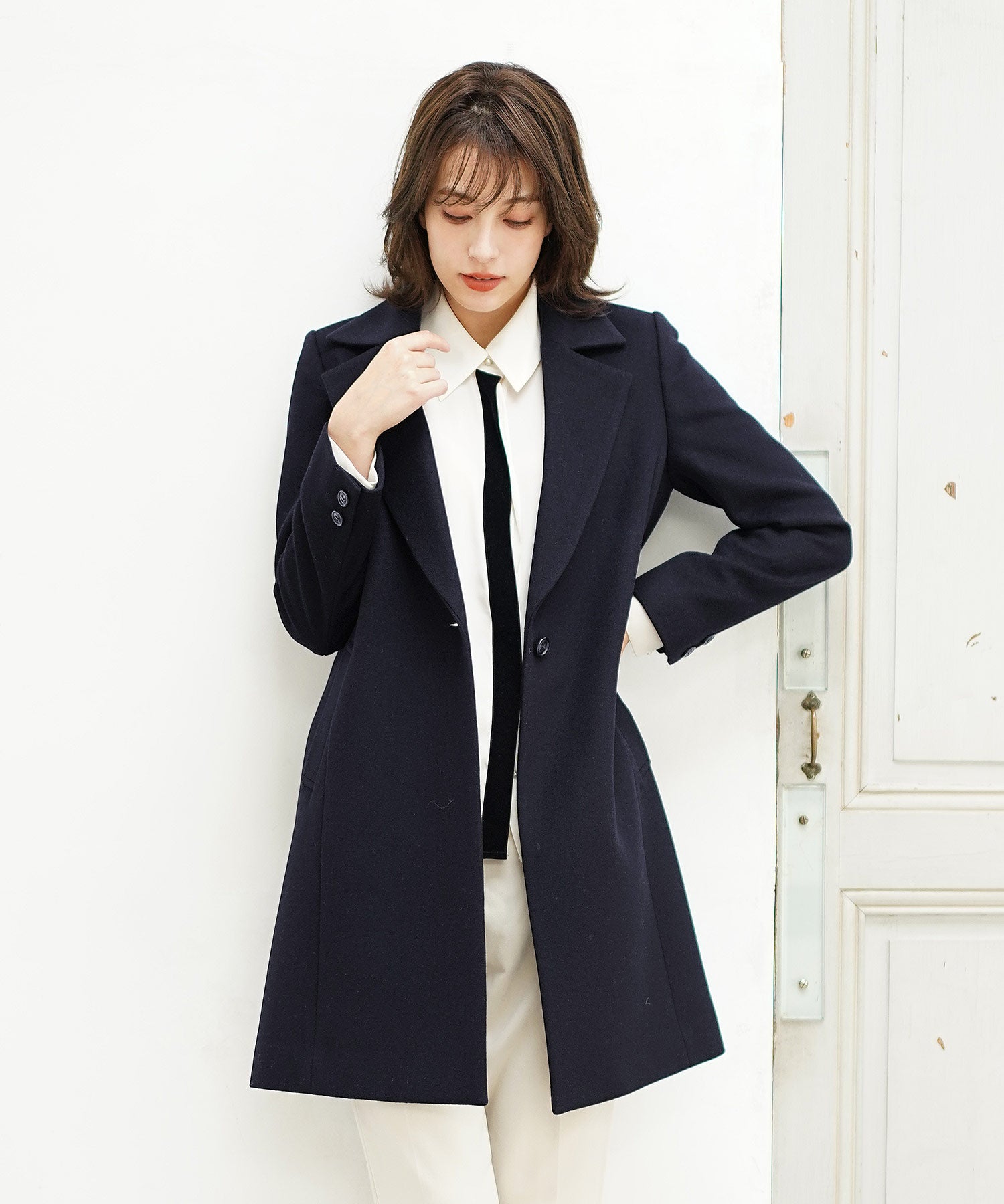 サンキョウショウカイ 三京商会 ウール90% アンゴラ混チェスターコート