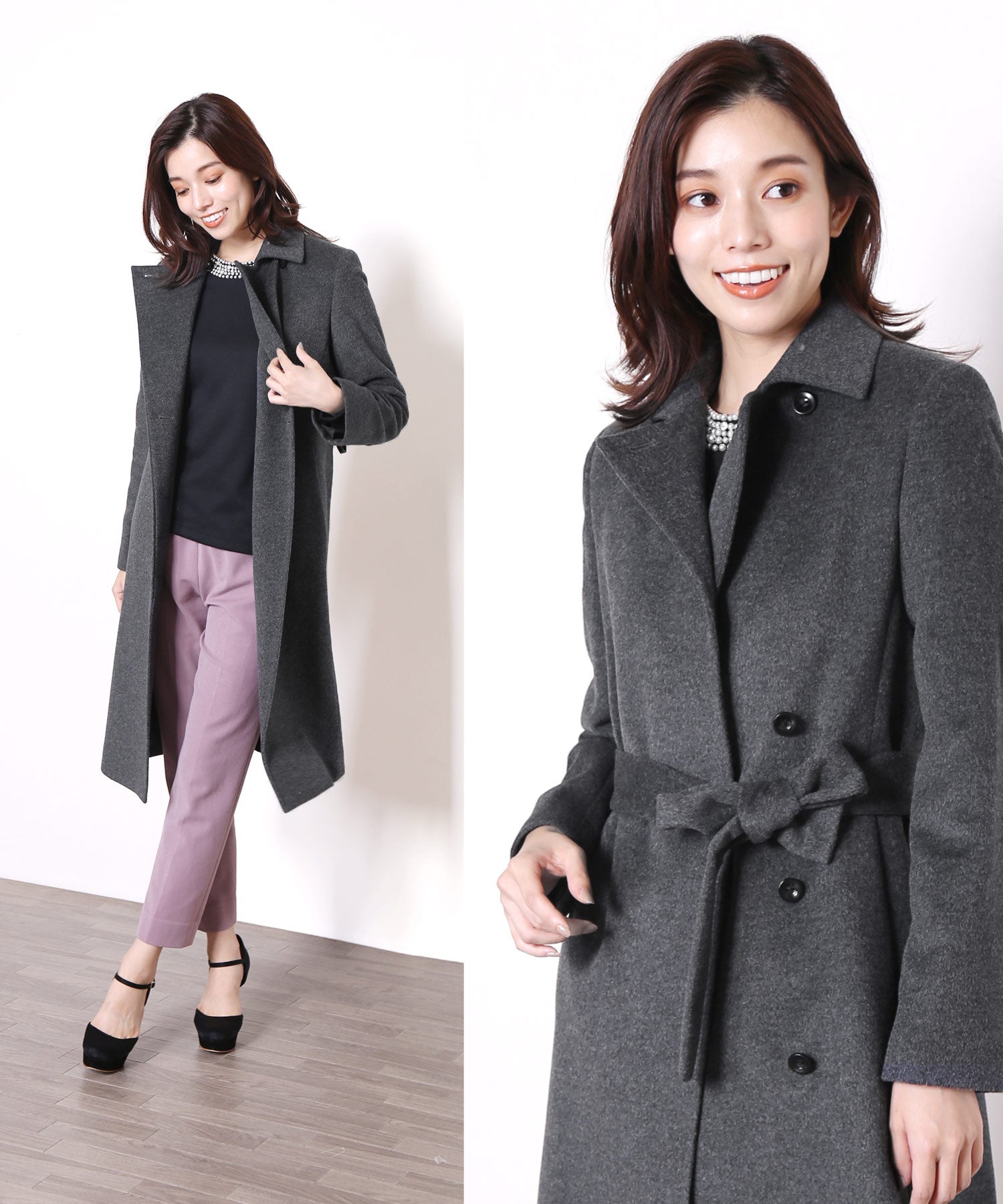 サンキョウショウカイ 三京商会 カシミヤブレンドウールコートテーラードカラー