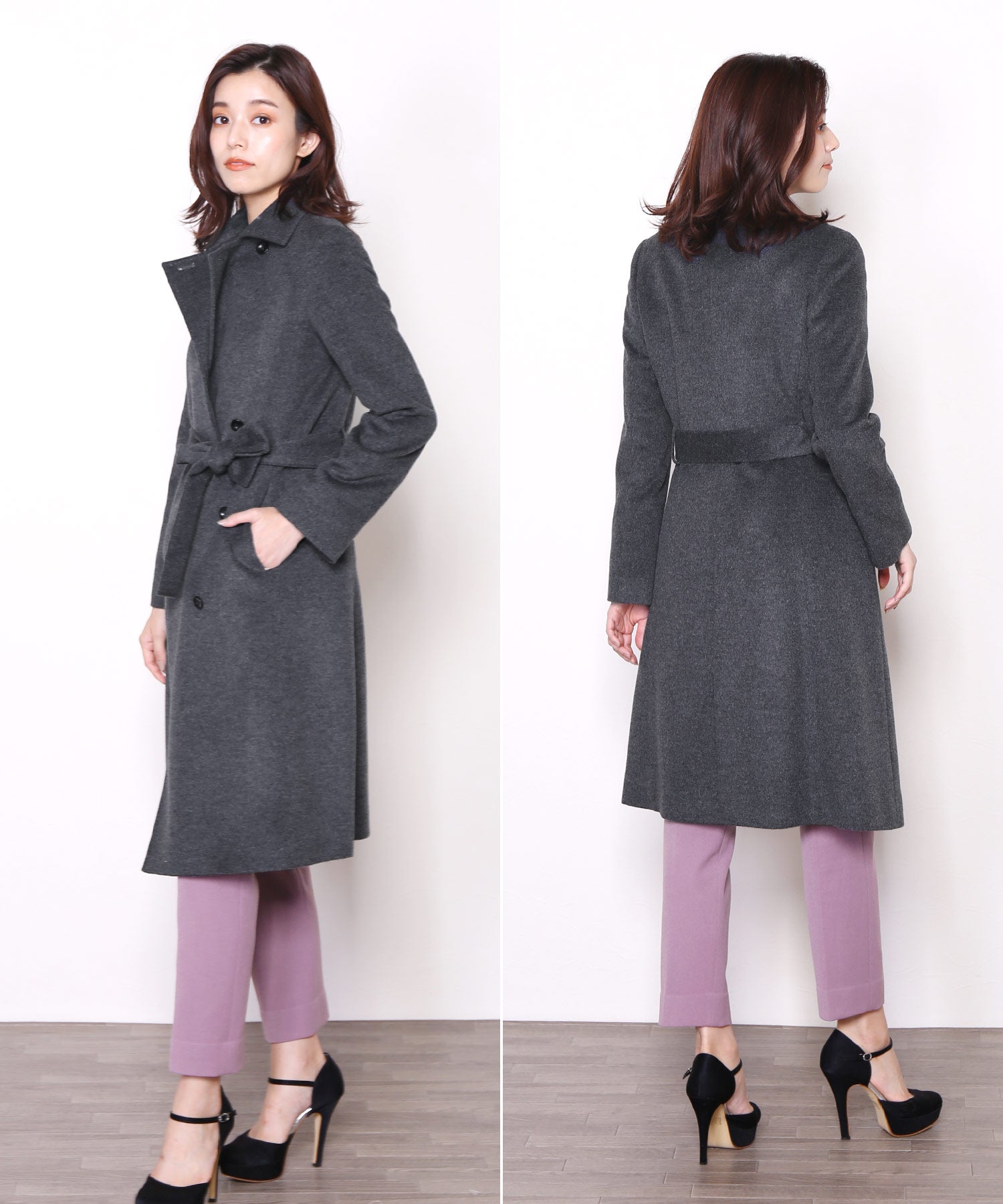 サンキョウショウカイ 三京商会 カシミヤブレンドウールコートテーラードカラー