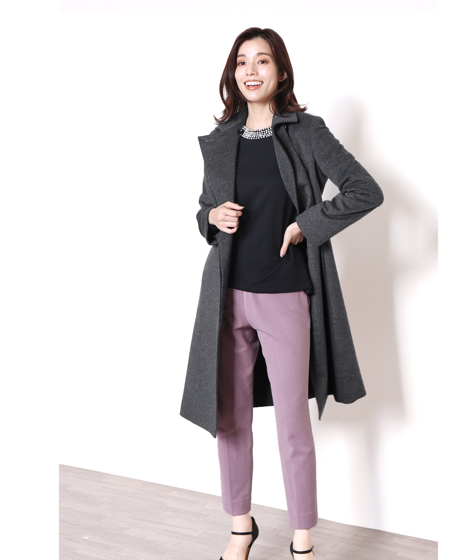 サンキョウショウカイ 三京商会 カシミヤブレンドウールコートテーラードカラー