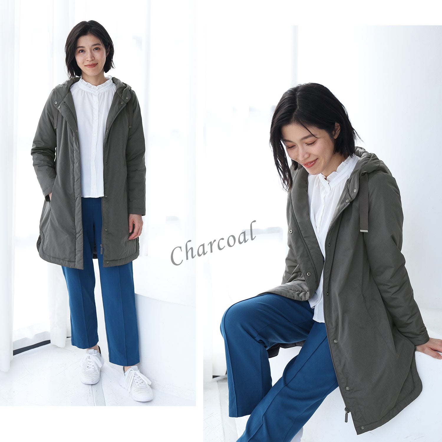 サンキョウショウカイ 三京商会 ダウンコート 美シルエット (チャコール) チャコール