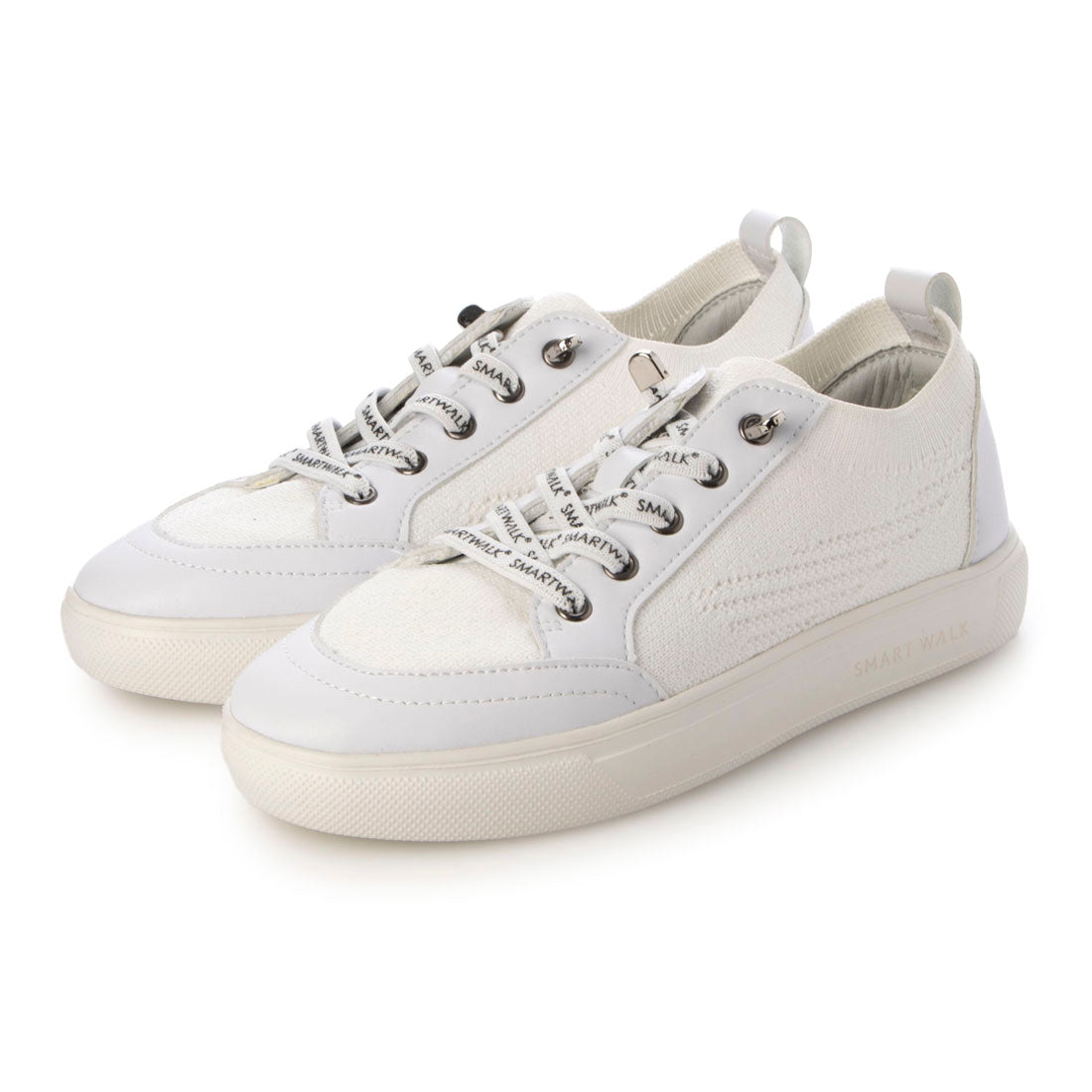 スマートウォーク SMARTWALK 軽量バンジーレーススニーカー SW2014,ホワイト