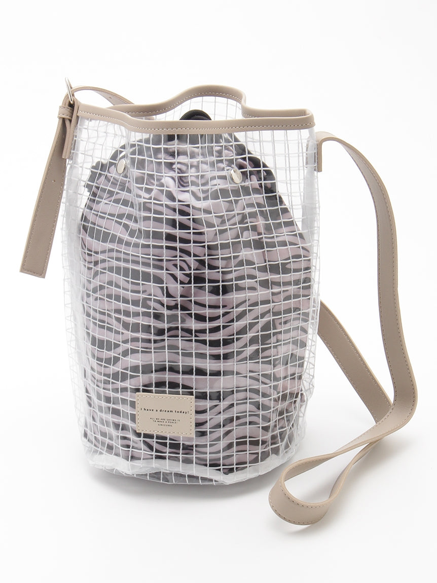 スプルス SPRUCE クリアパターン巾着ショルダー,ゼブラ